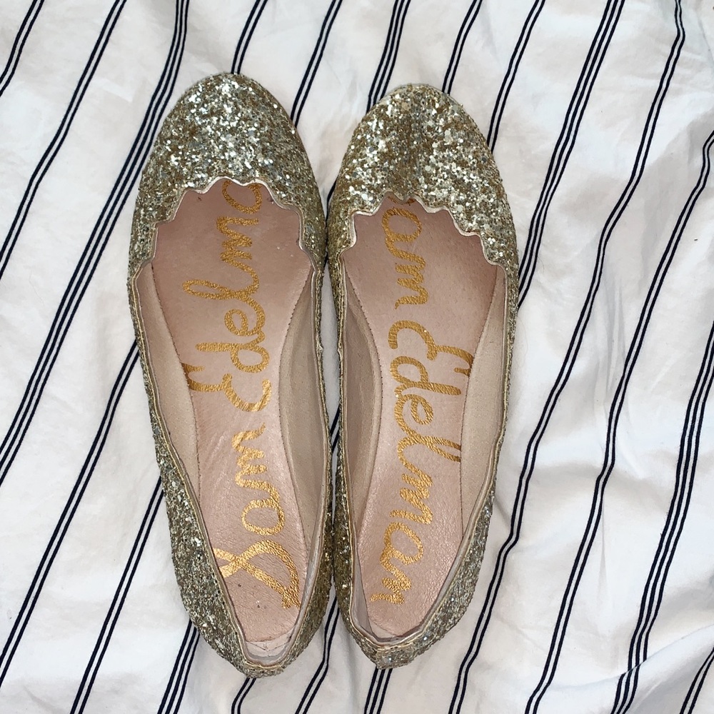Gold Sparkly Sequin Sam Edelman Flats